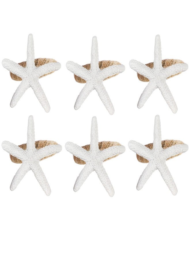 QIAOIDEA Coastal Star Fish Napkin Rings Set of 6, White Sea Starfish Napkin Ring Holder for Beach House, Dining Room Table, Party, Banquet, Birthday, Holiday, Coastal Beach Table Décor - Image 1